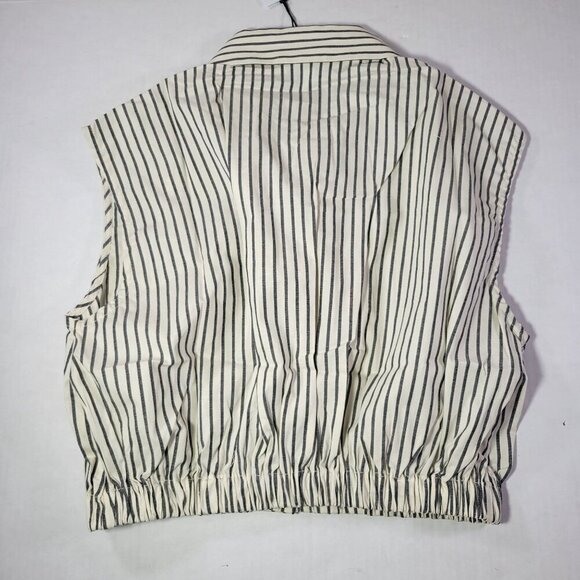 WeWoreWhat Striped Cropped Casual Button-Up Collared Shirt Size Small - Picture 9 of 9